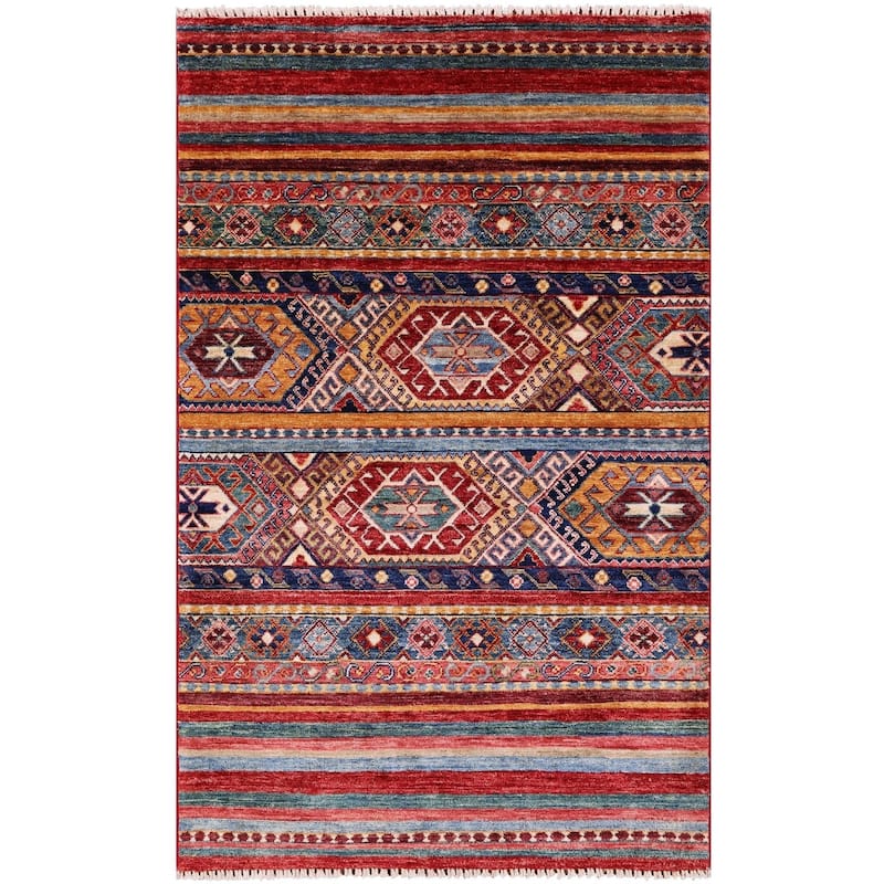 Golden Nile Khorjin Persian Gabbeh Hand Knotted Wool Rug - 3' 2" X 5' 1"