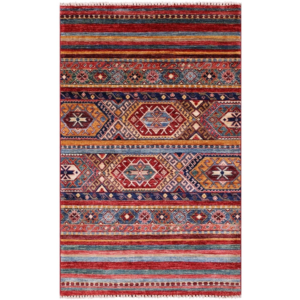 Golden Nile Khorjin Persian Gabbeh Hand Knotted Wool Rug - 3' 2" X 5' 1"