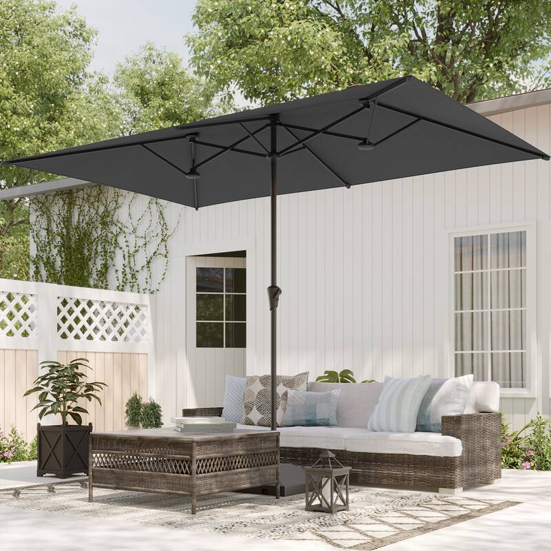 BONOSUKI 11x7/10x6.5ft Double-Sided Patio Umbrella with Large Canopy Outdoor Table Umbrella for Garden