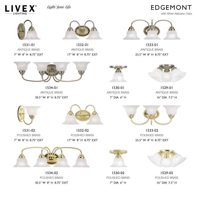 Livex Lighting 1-light Antique Brass Ceiling-mount Light, 1530-01 - 7" DIA X 6" H