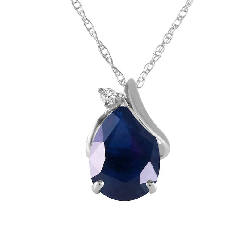 2.53 Carat 14K Solid Gold Natural Diamond & Sapphire Gemstone Necklace - 22 Inch - White