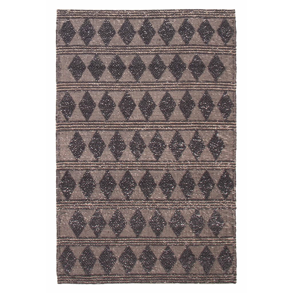 ECARPETGALLERY Braid weave Sienna Black Wool Rug - 6'0 x 9'0