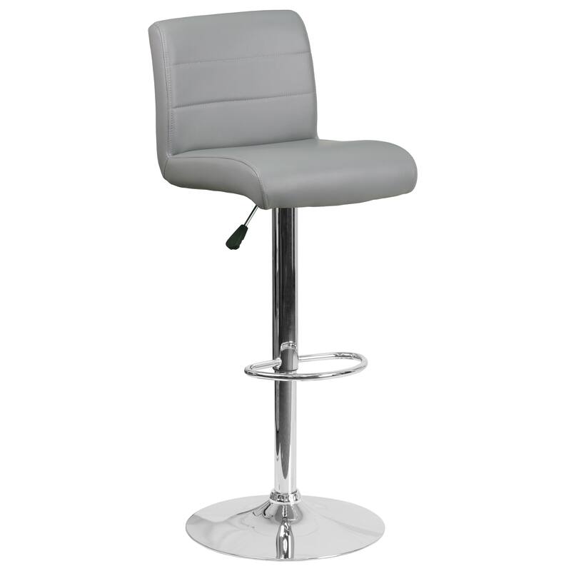 2 Pack Vinyl Adjustable Height Barstool with Rolled Seat and Chrome Base
