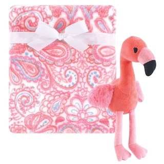 Hudson Baby Infant Girl Plush Blanket with Toy, Flamingo, One Size - Flamingo - One Size
