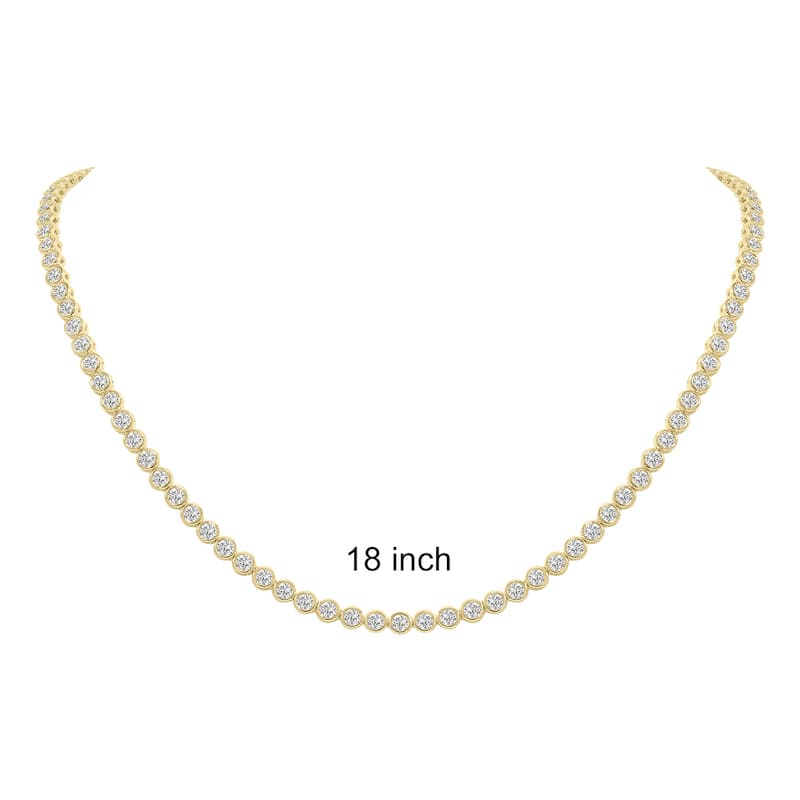 Marquee 10 Carat TW Round Lab Grown Diamond Bezel Set Necklace in 14K Yellow Gold