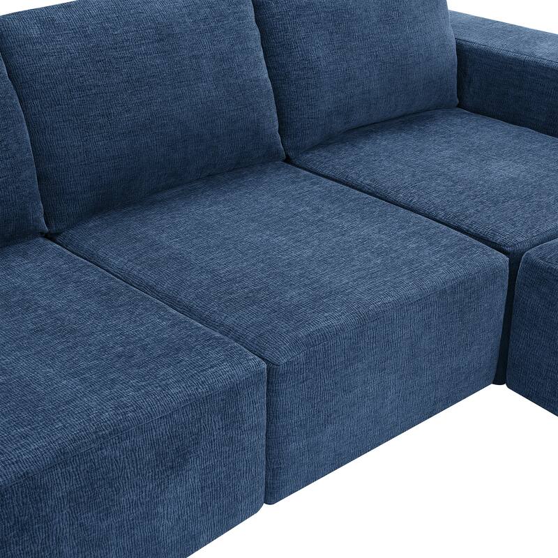 110" Chenille U-Shaped Sectional Sofa with Ottomans, Deep Seat & No Assembly Required - Modular Cloud Couch
