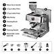 preview thumbnail 8 of 6, 20 BAR Semi-Automatic Espresso Machine with Built-in Grinder Milk Steamer