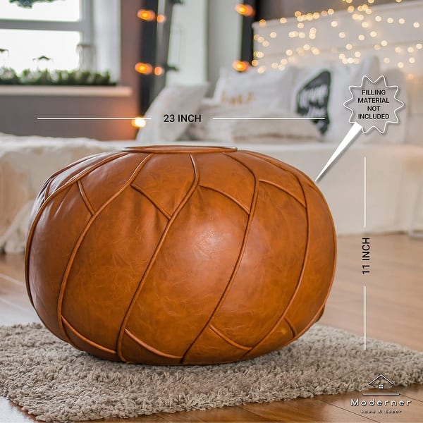 Faux Leather Pouf Unstuffed Ottoman Moroccan Footstool Overstock