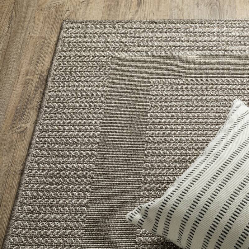 Style Haven Calayan Woven Border Grey Ultimate Performance Area Rug~