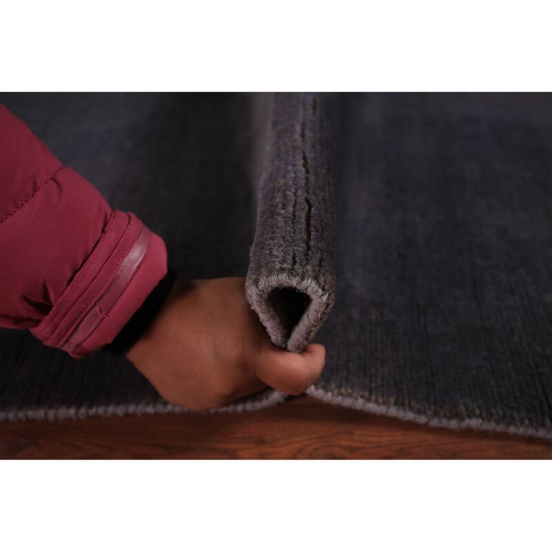 Grays & Blues Gabbeh Modern Area Rug Hand-Knotted Wool Carpet - 5'3" x 7'10"