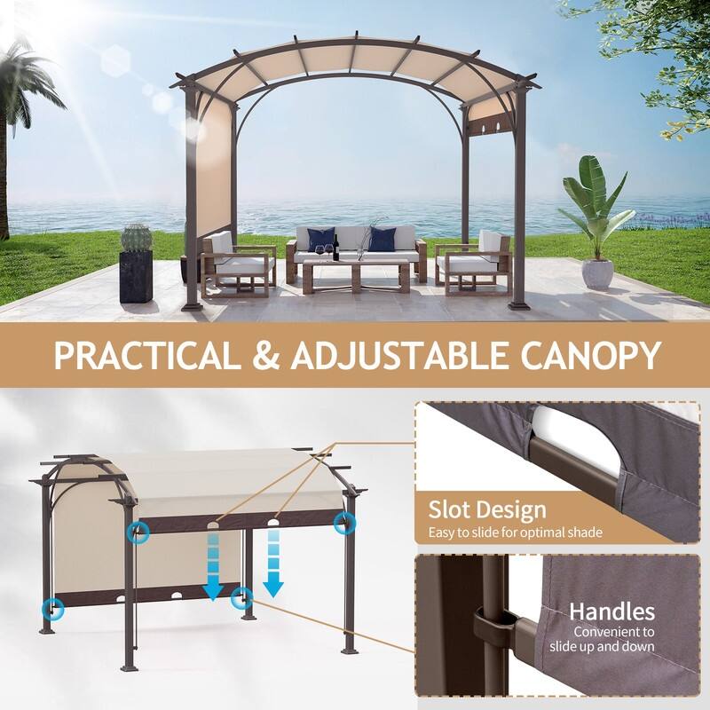 10.8 Ft. W x 8.8 Ft. D Metal Pergola with Canopy