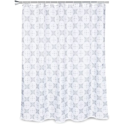 Juvale Grey Trellis Shower Curtain with 12 Plastic Hooks (70 x 71 Inches)