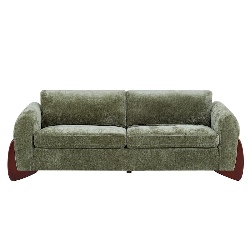 Christopher Knight Home - Hartly Modern Chenille Upholstered 3-Seater Sofa with Solid Wood Legs