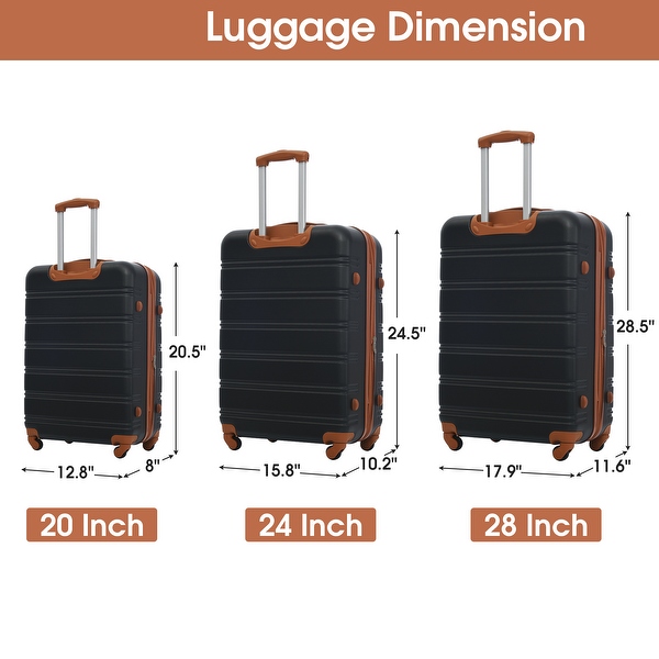 3 Piece Luggage Set Hardside Spinner Suitcase with TSA Lock