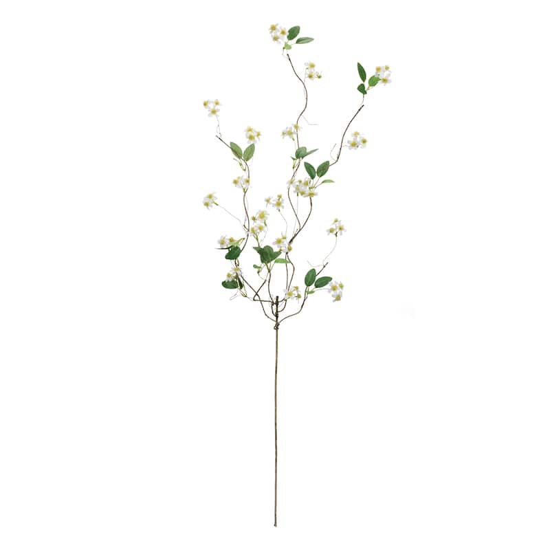 Mini Floral Twig Branch (Set of 6) - White, Green