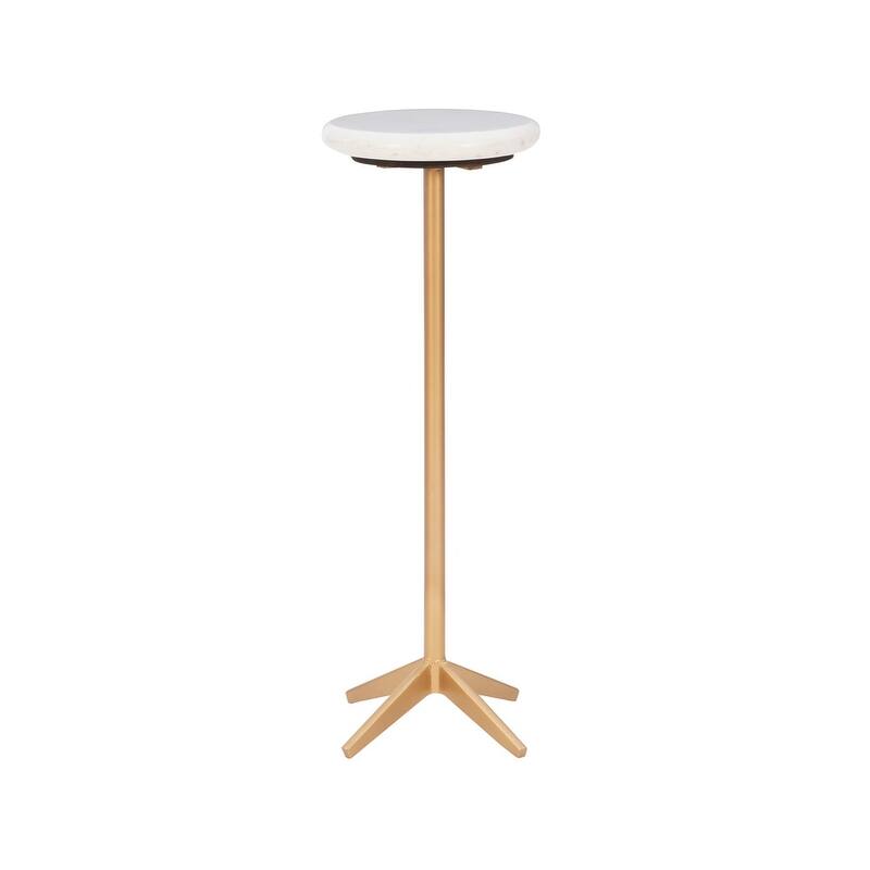 Linon Emily White Marble Glam Drink End Table - White Marble