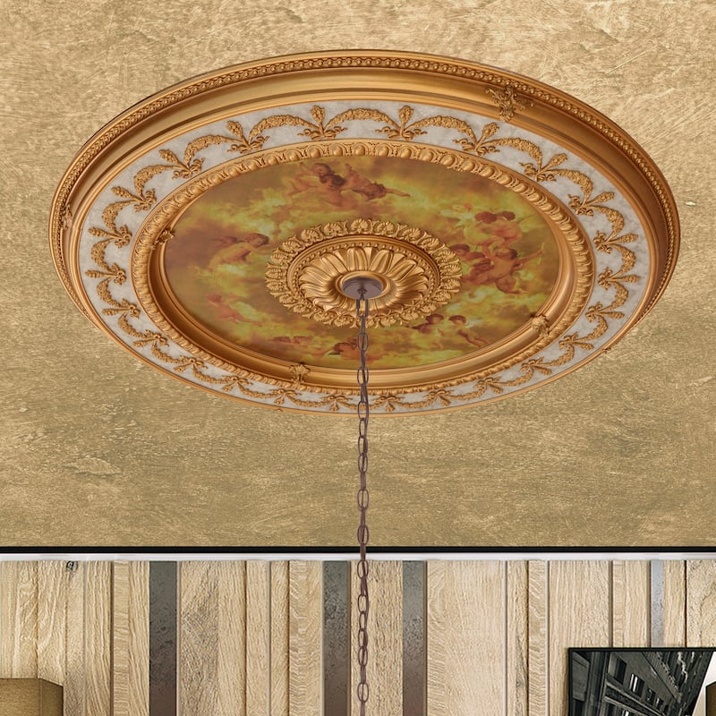 Sistine Chapel Classical Round Chandelier Ceiling Medallion 63 - Blue - Blue