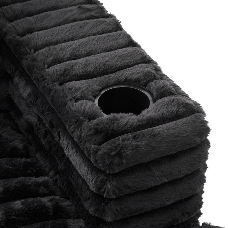 Oversized Double Chaise Lounge Sofa, Living Room 2 Seater Sofa Upholstered Sleeper Sofa Bed Daybed with USB Ports & Cup Holders