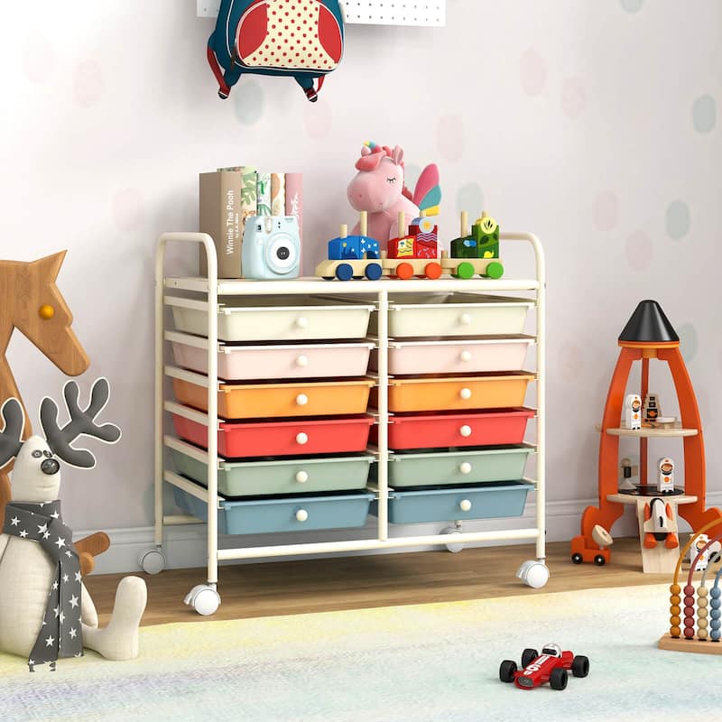 Costway 12 Drawers Rolling Cart Storage Scrapbook Paper Studio - See Details
