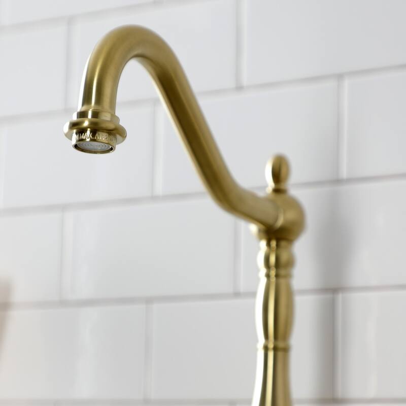 Kingston Brass French Country Bridge Kitchen Faucet with Brass Sprayer
