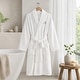 preview thumbnail 2 of 3, Authentic Hotel and Spa White with Grey Monogrammed Herringbone Weave Turkish Cotton Unisex Bath Robe