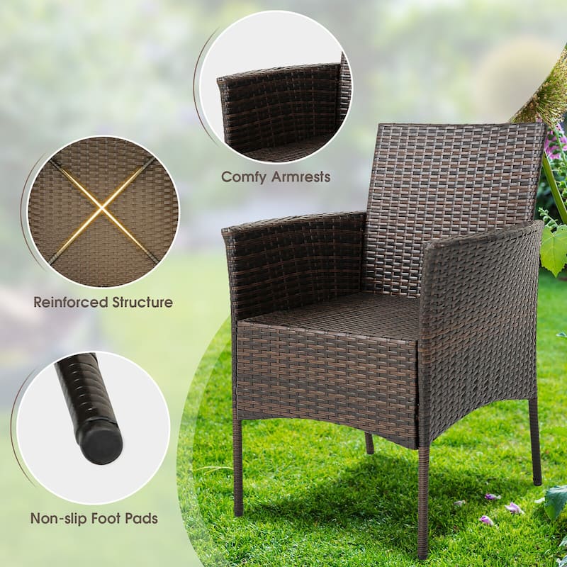 Gymax 5 PCS Patio Dining Set Acacia Wood Table w/ 1.9'' Umbrella Hole