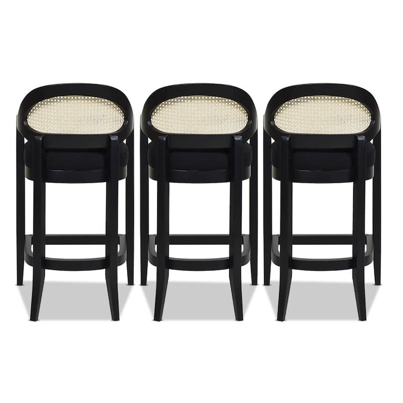 Americana Mid-Century Modern Rattan Cane Back Counter and Bar Stool