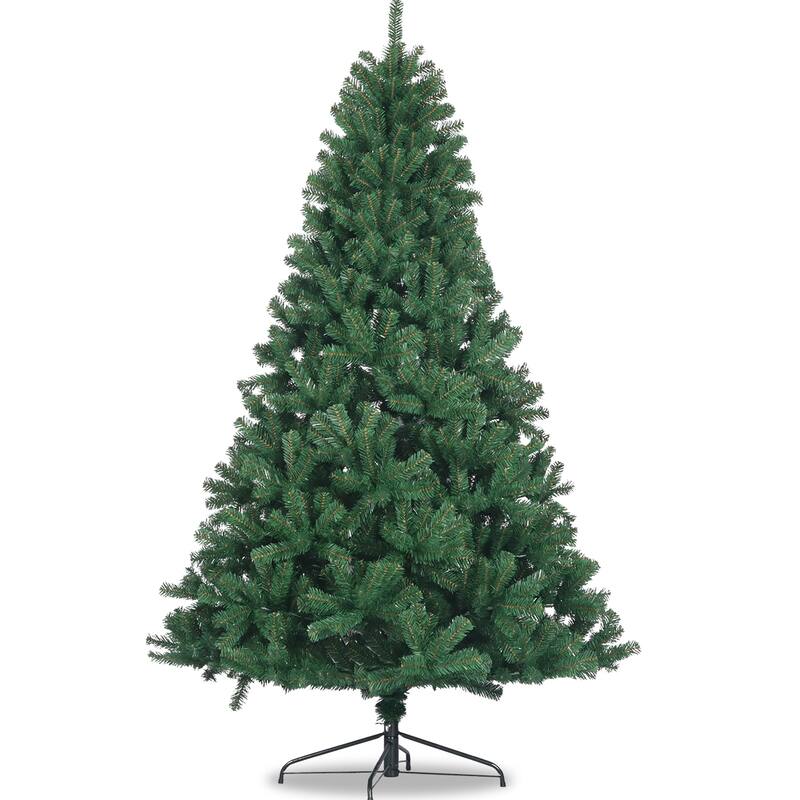 Anmytek 6FT Unlit Artificial Christmas Tree - Full Natural Spruce PVC Fir with Foldable Metal Stand