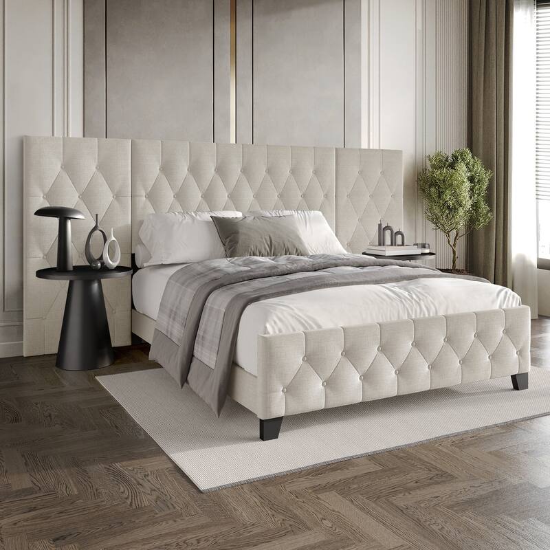 CraftPorch Modern Button Tufted Diamond Bed