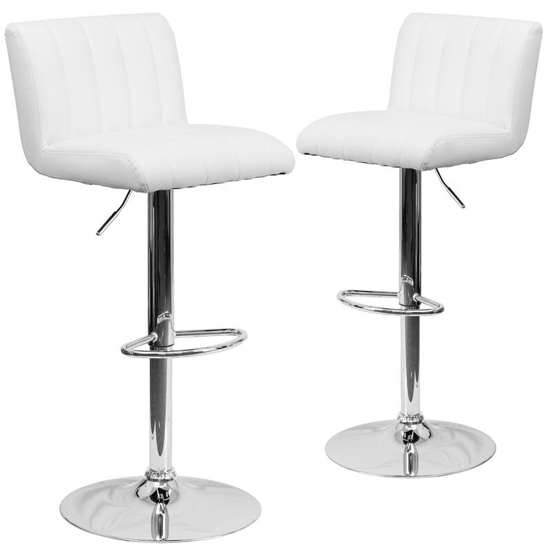 2 Pk. Contemporary Adjustable Height Barstool with Vertical Stitch Back/Seat