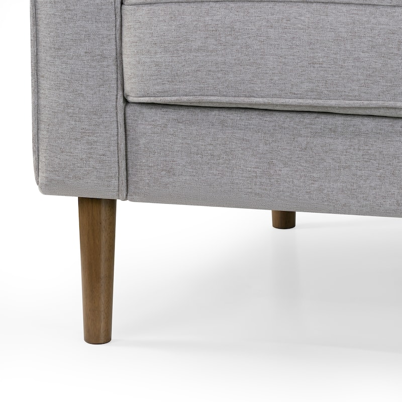 Bisera Beige Twill Tufted Fabric Sofa with Walnut Wood Legs