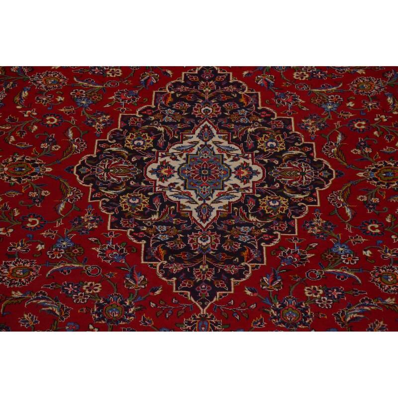 Traditional Kashan Large Persian Area Rug Hand-knotted Wool Carpet - 11'2" x 14'10"