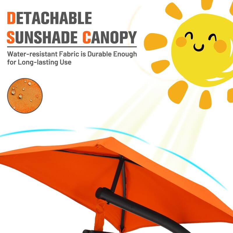 Patio Hanging Hammock Chaise Lounge Chair with Canopy Cushion for Outdoors - 47'' x 70'' x 82'' (L x W x H)