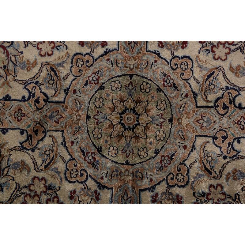 Handmade Silk Nain Persian Area Rug Oriental Carpet - 7'5"x 10'9"