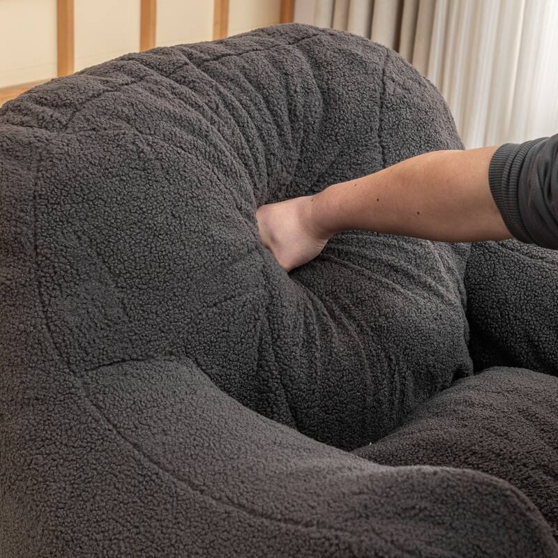 Modern Bean Bag Chair Lazy Sofa with Thick Backrest and Armrests for Dorm Apartment Living Room