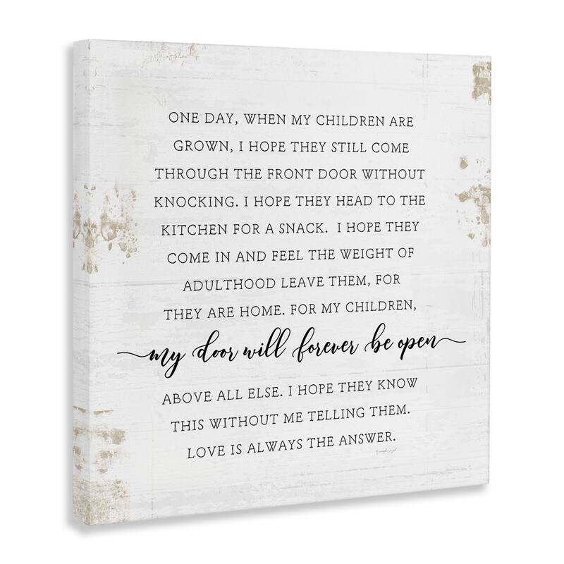 Stupell When My Children Are Grown Text Homely Word Design Canvas Wall Art - Black