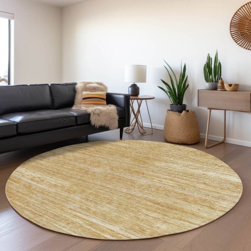 Premium Washable Super Soft Ombre Stripes Mayfield Rug - Gold - 8' x 8'