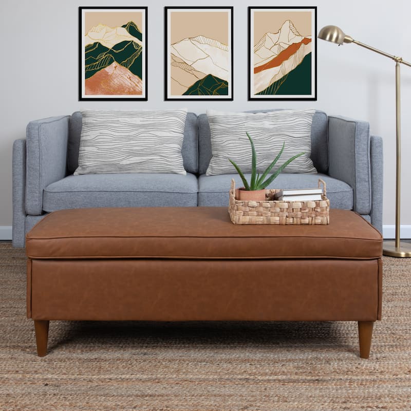 Atley Upholstered Bench with Storage and Solid Wood Legs