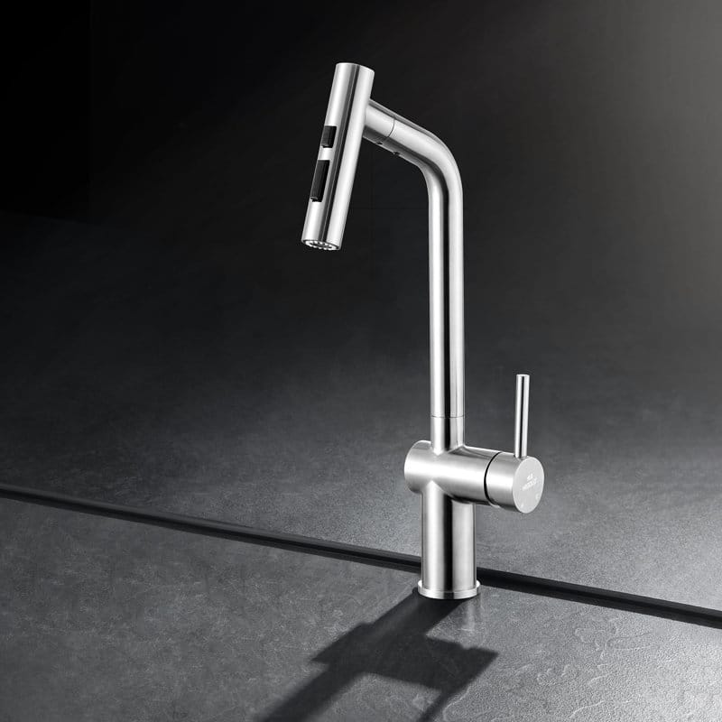HIGOLD Kitchen Faucet with Pull Down Sprayer, Cold & Hot Water Function - Silver