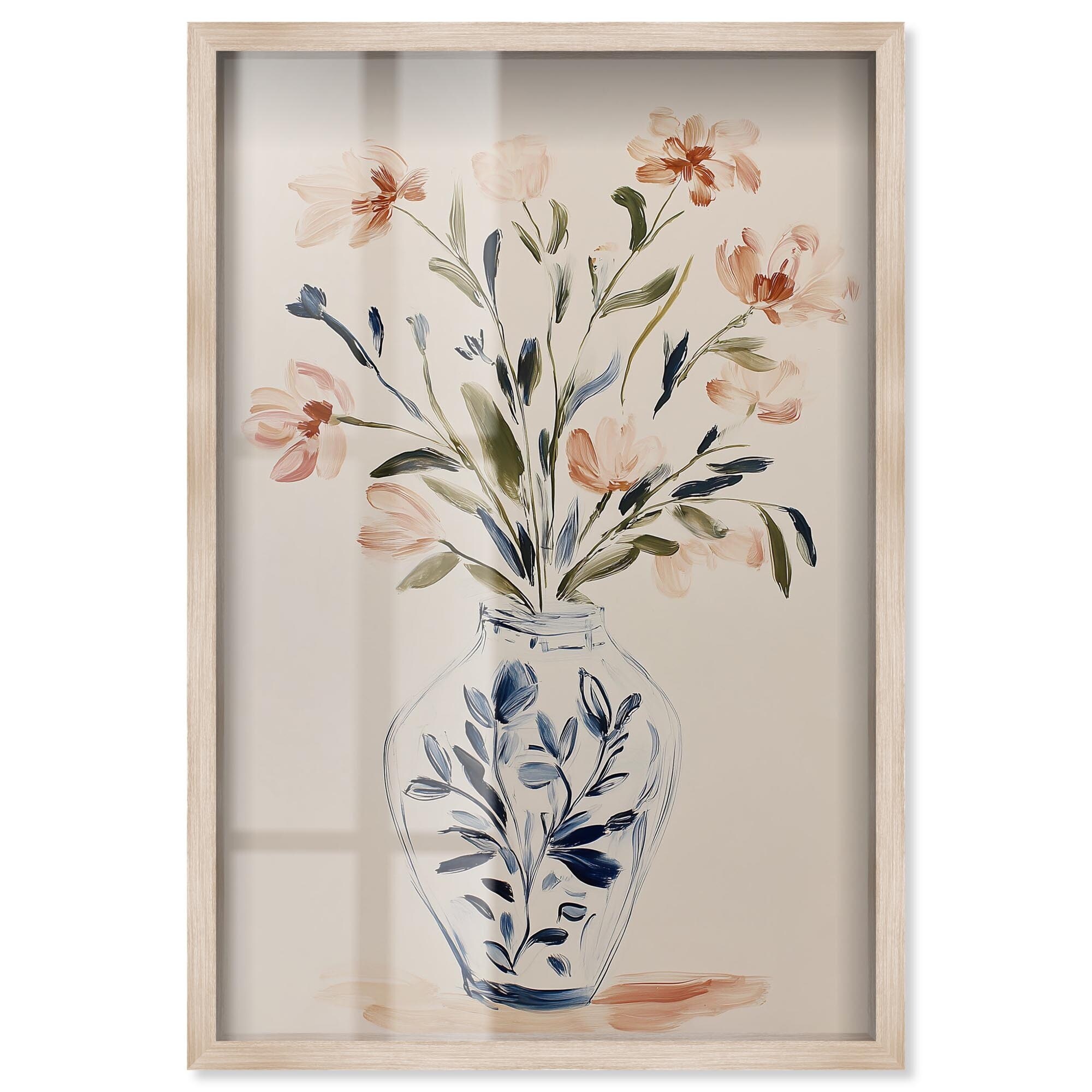 Vase with Blooming Flowers Floral Decor Shadowbox Print by Art Remedy