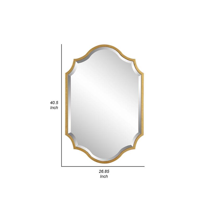 27 x 41 Modern Beveled Mirror in Classic Metal Frame, Gold Leaf Finish
