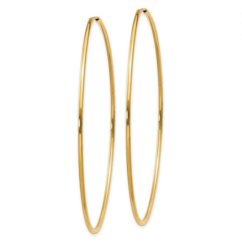Curata 14k Yellow Gold 55x55mm Endless Hoop Earrings