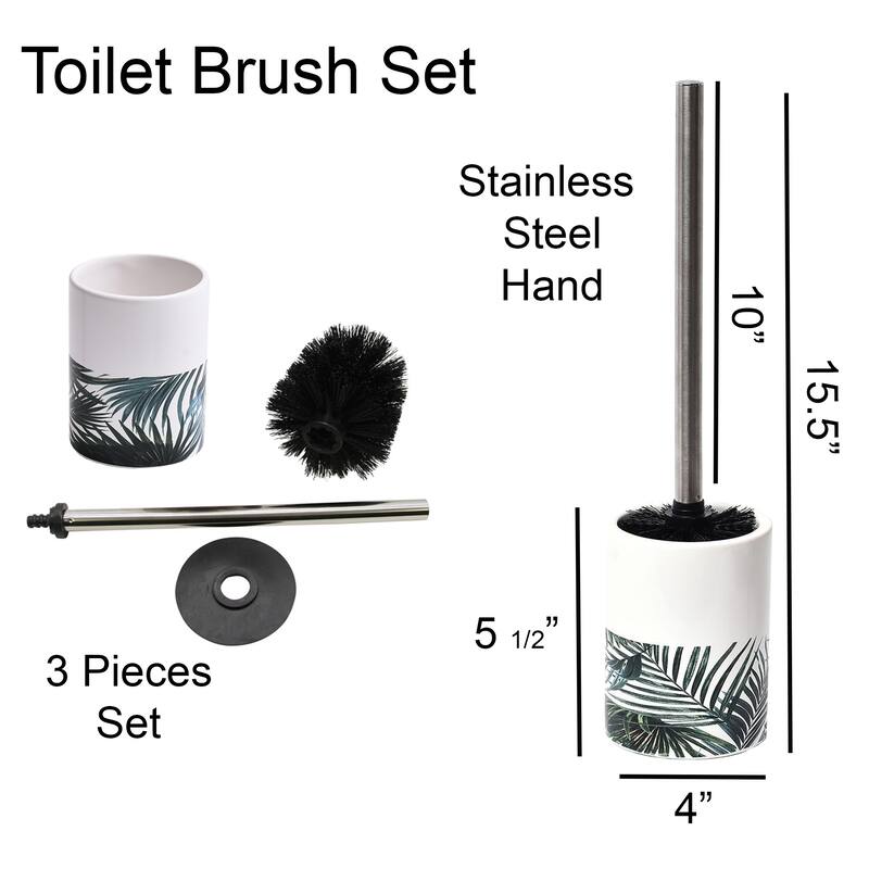 Bathroom Accessory Set 4-Pieces Tropical Bamboo Leaves