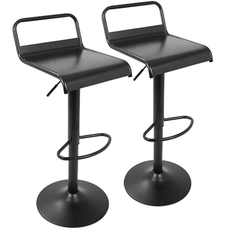 2 Black Finish Industrial Style Swivel Metal Barstools 37.5"