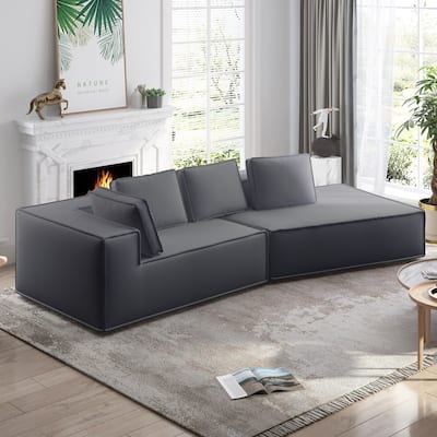 Mixoy 122" 2-Pieces Convertible Sectional Sofa,Oversized Sleeper Couch,Curved Modern Sofas for Living Room