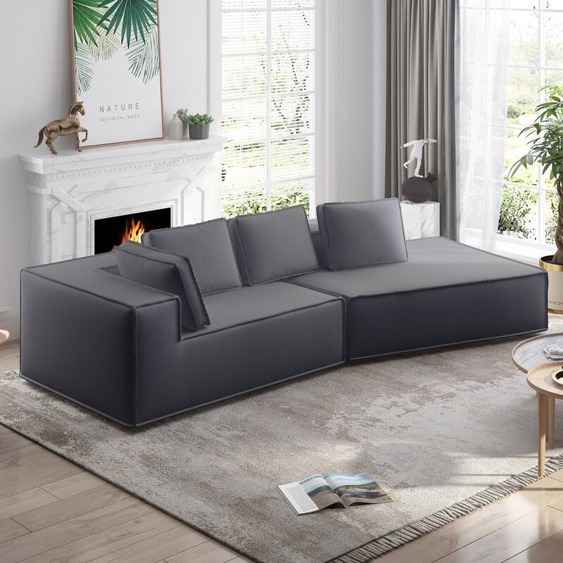 Mixoy 122" 2-Pieces Convertible Sectional Sofa,Oversized Sleeper Couch,Curved Modern Sofas for Living Room