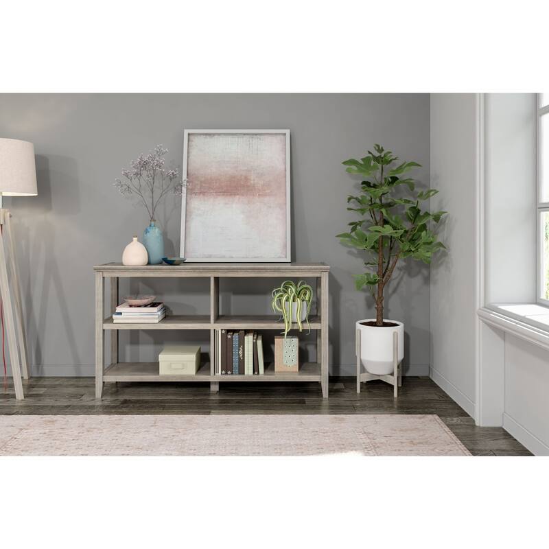 54" Washed Gray Solid 2-Tier Low Horizontal Bookcase