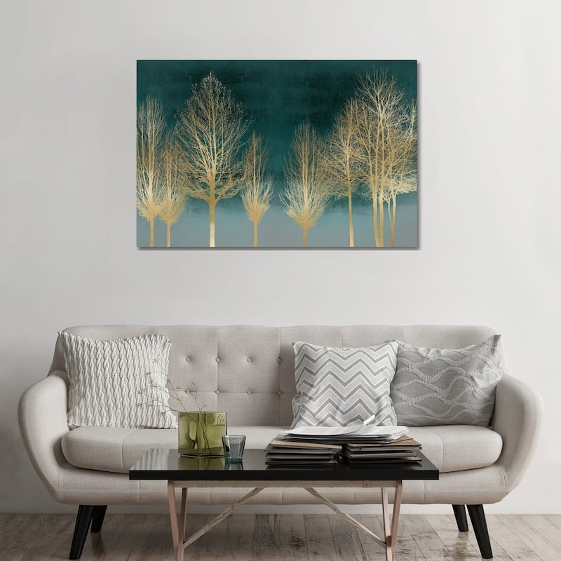 iCanvas "Gold Forest On Teal" by Kate Bennett Canvas Print - 32x48x1.5