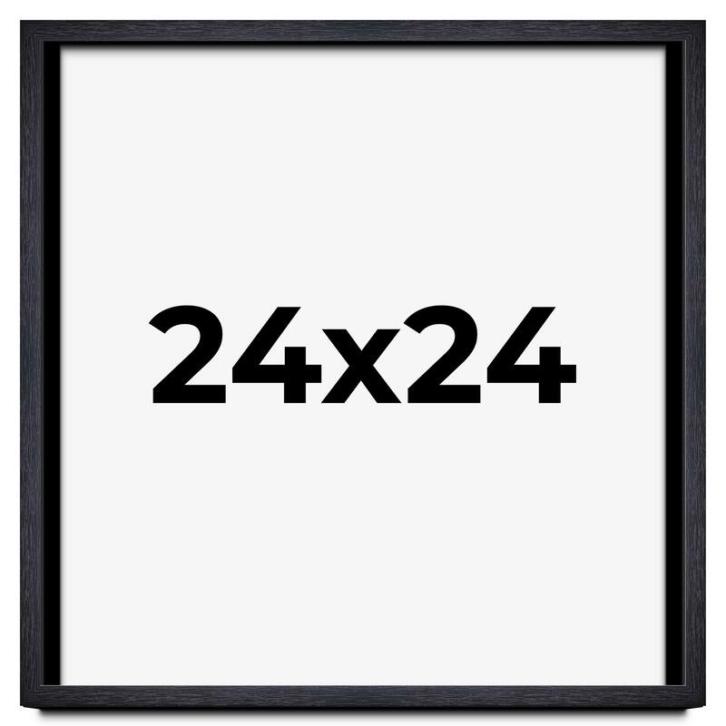 24x24 Shadow Box Frame Black, 1 inches Deep Real Wood Farmhouse