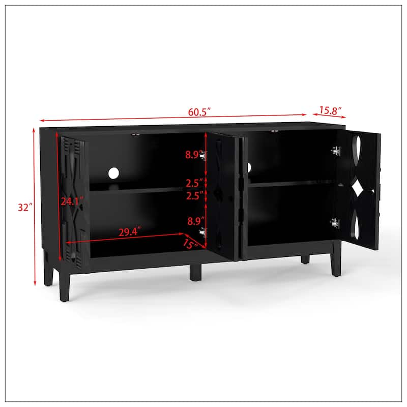 60.5" Mid Century Modern Sideboard Buffet Cabinet with Storage